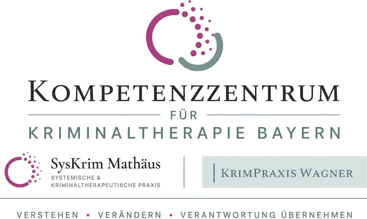 Logo: Kompetenzzentrum für Kriminaltherapie Bayern – SysKrim Mathäus und KrimPraxis Wagner. Verstehen, Verändern, Verantwortung übernehmen